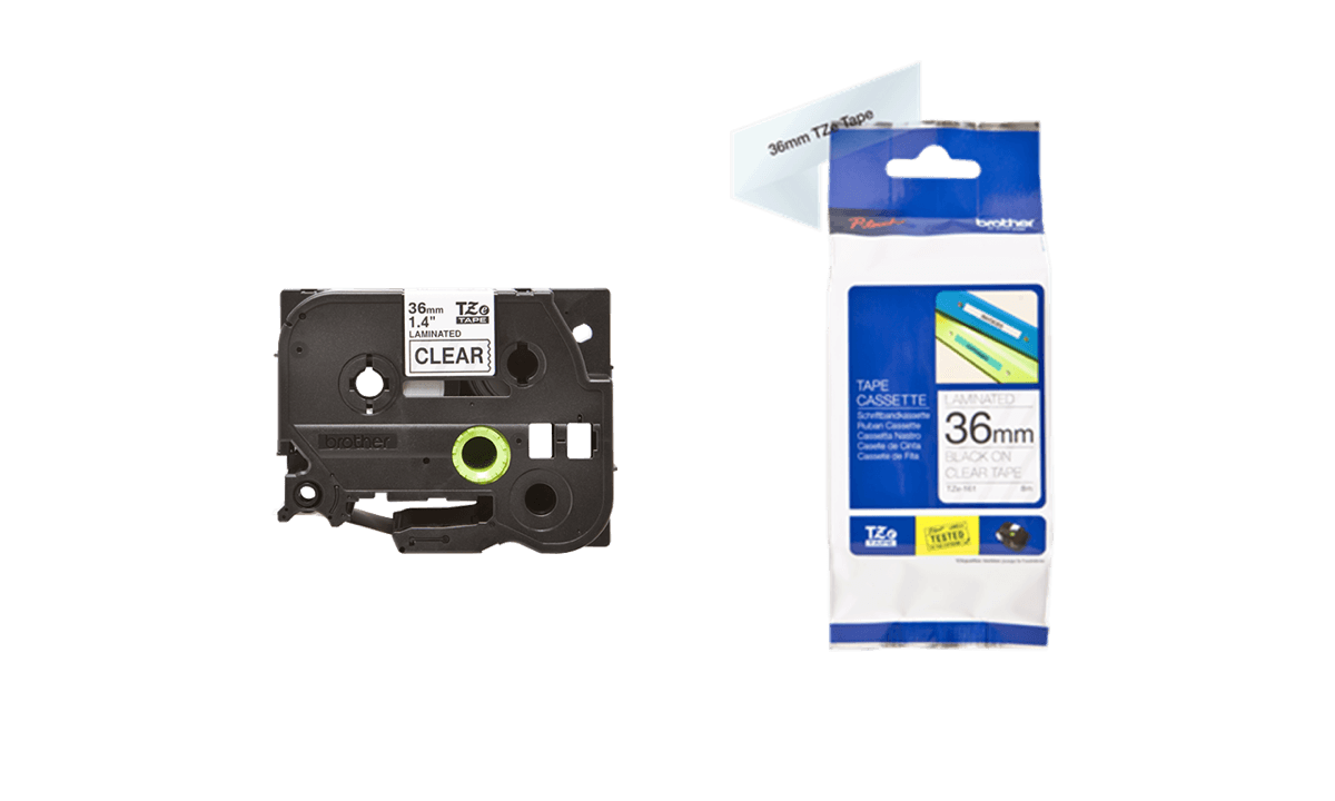 Brother P-touch Tapes, 36 mm, Black On Clear Tape