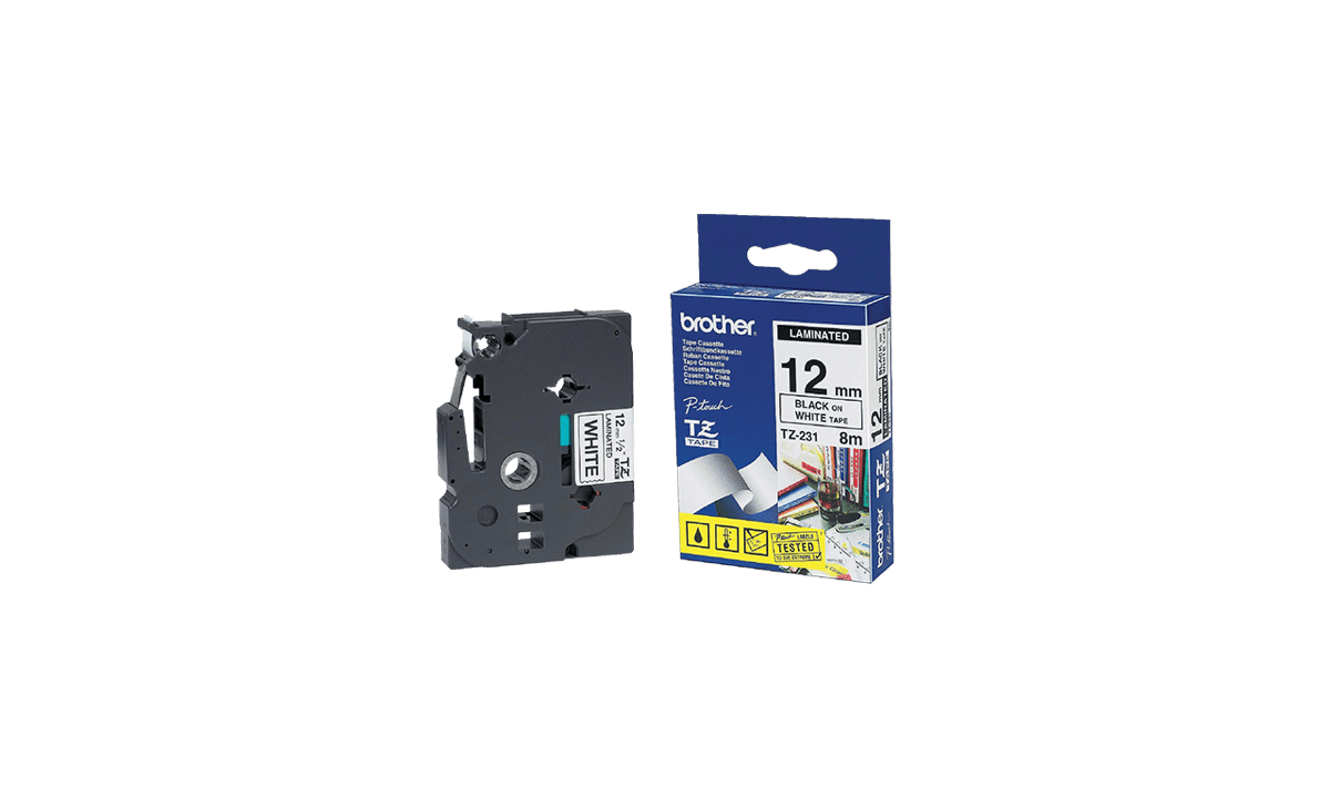 Brother P-touch Tapes, 12 mm, Blue On White Tape