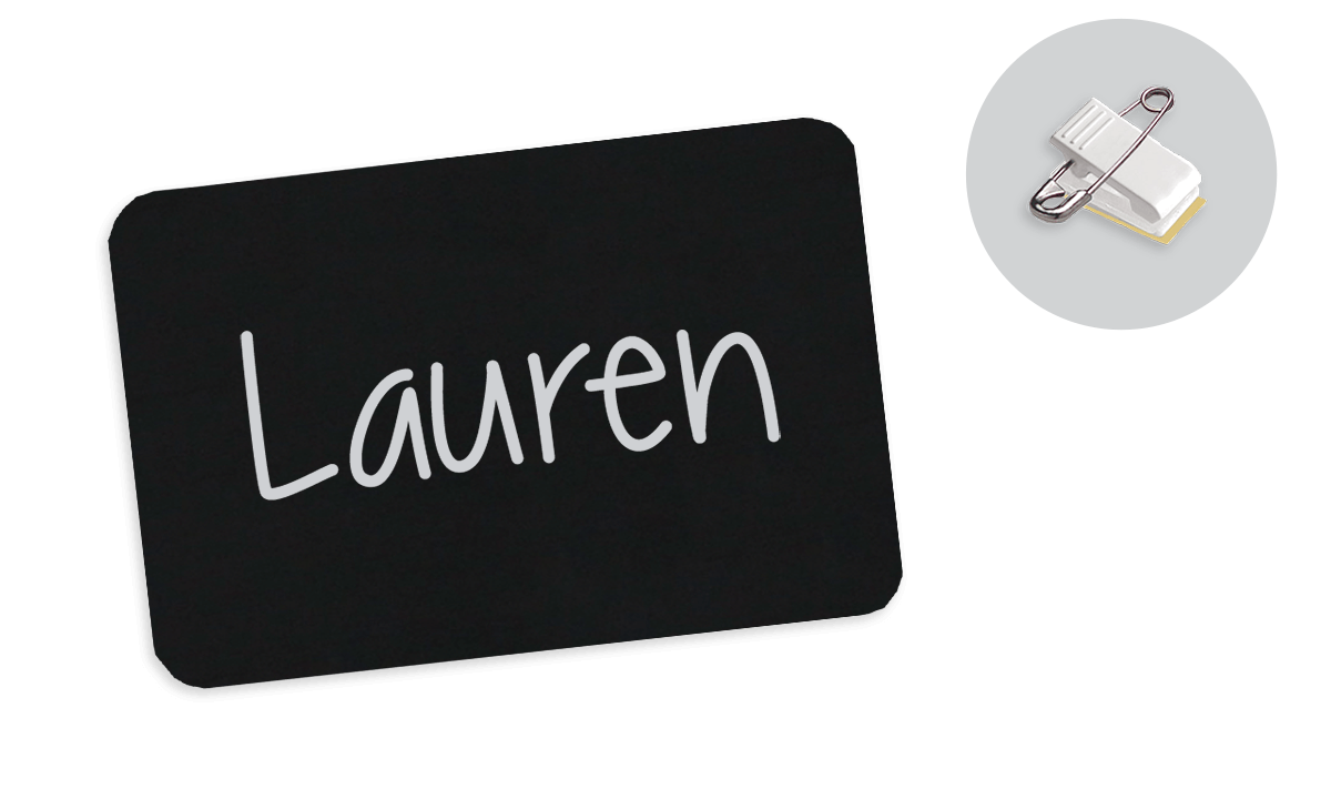 Chalkboard Badge 75mm X 50mm, Blank, Dual Fastener
