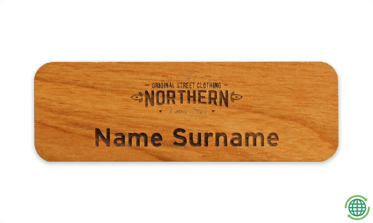 Impress Wooden Name Badge, 75 X 25 mm