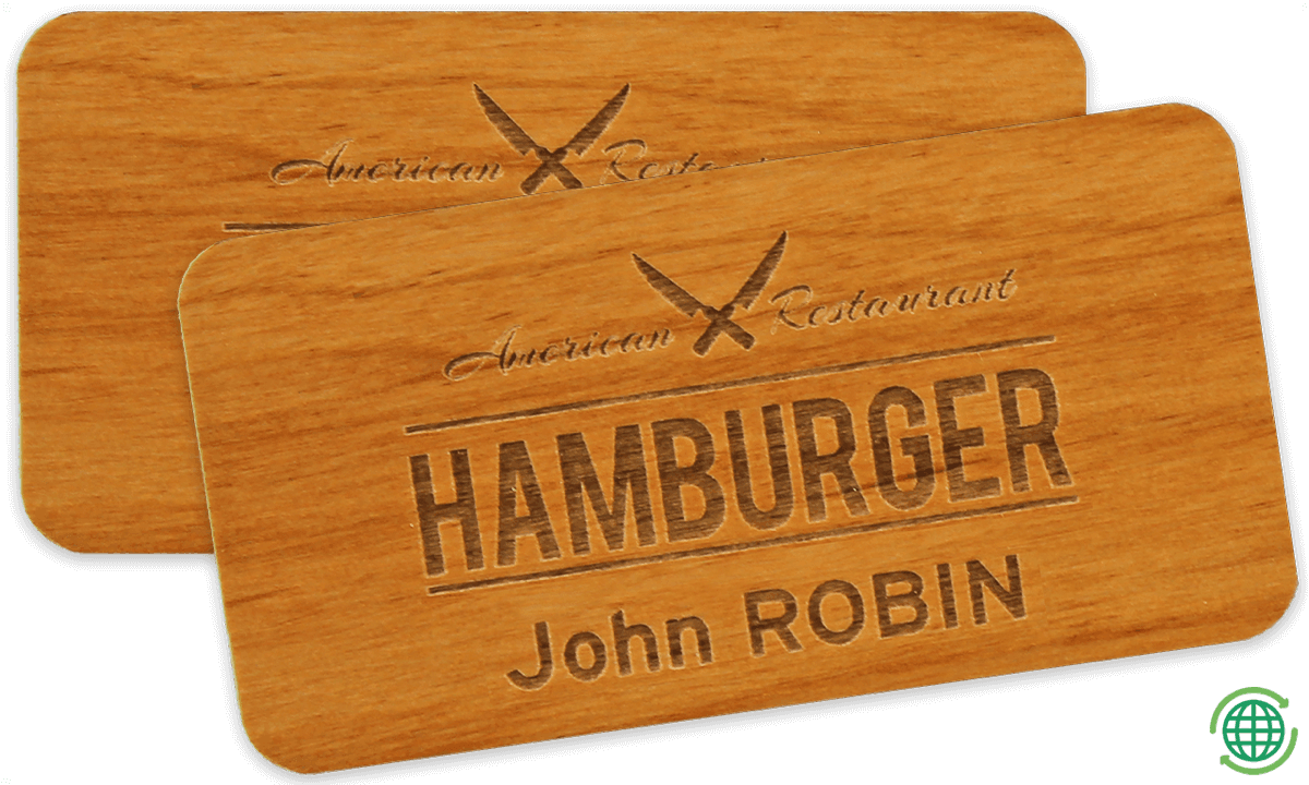 Impress Wooden Name Badge, 75 X 38 mm