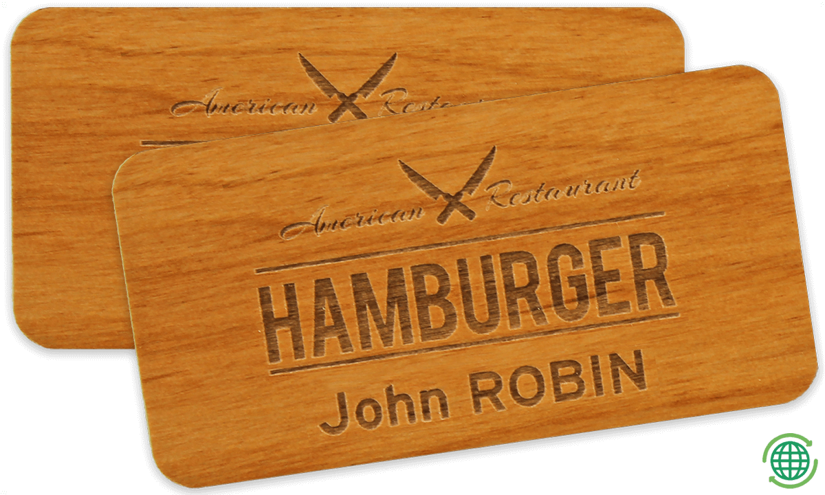 Impress Wooden Name Badge, 75 X 38 mm