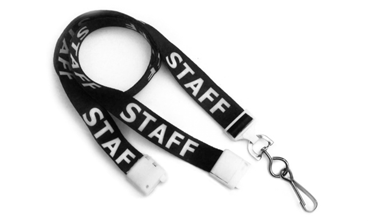 Pre-Printed 15mm Break-Away Satin Lanyards with Swivel Hook "STAFF"