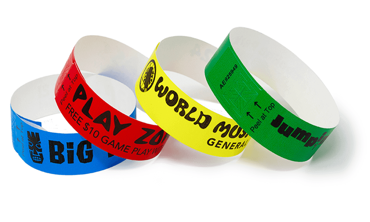 Black Print SecurBand Wristbands 22mm with adhesive closure