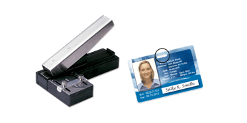Desktop Slot Punch with Adjustable Guide and Receptacle