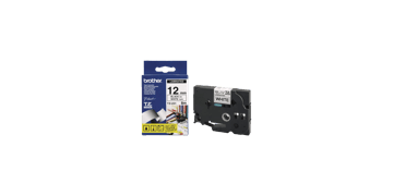 Brother P-touch Tapes, 12 mm, Black On White Tape