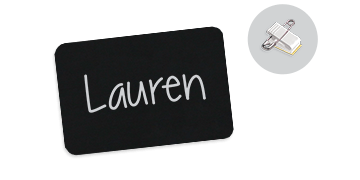 Chalkboard Badge 75mm X 50mm, Blank, Dual Fastener