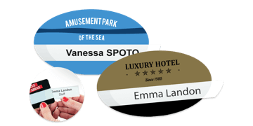 Reusable Selfit® Single line Name Badges, 70 x 40 mm, Oval shape