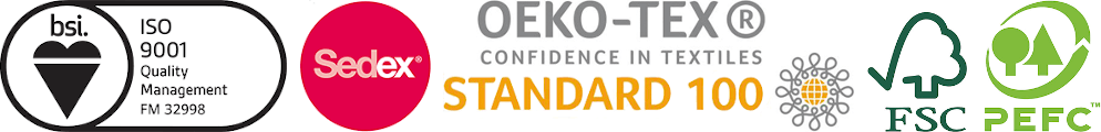 BSI ISO 9001, Sedex, OEKO-TEX®, FSC PEFC